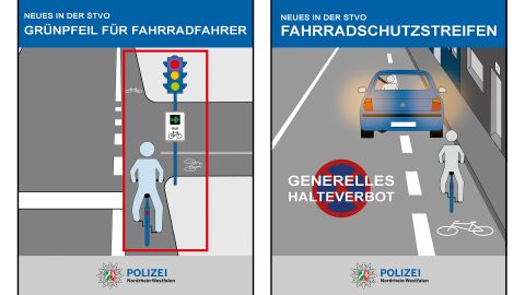 Grünpfeil und Halteverbot auf Fahrradschutzstreifen